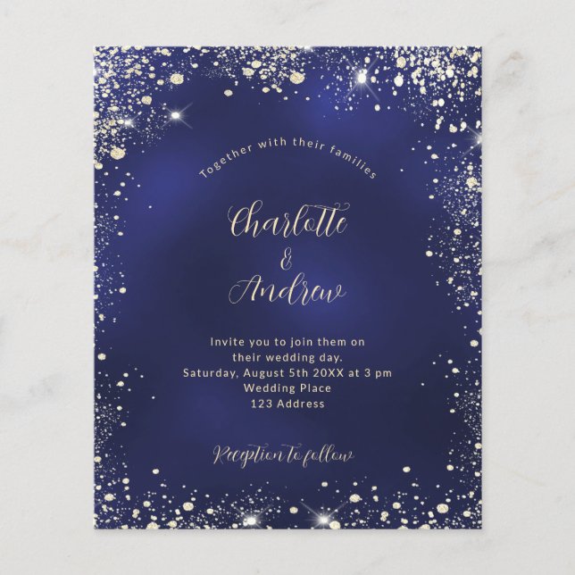 Hochzeitseinladung zum Glitzer in Navy Flyer (Vorne)