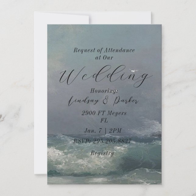 Hochzeitseinladung zum Thema Ozeane Einladung (Vorderseite)