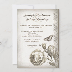 Hochzeitseinladung zur Vintagen Rose Einladung