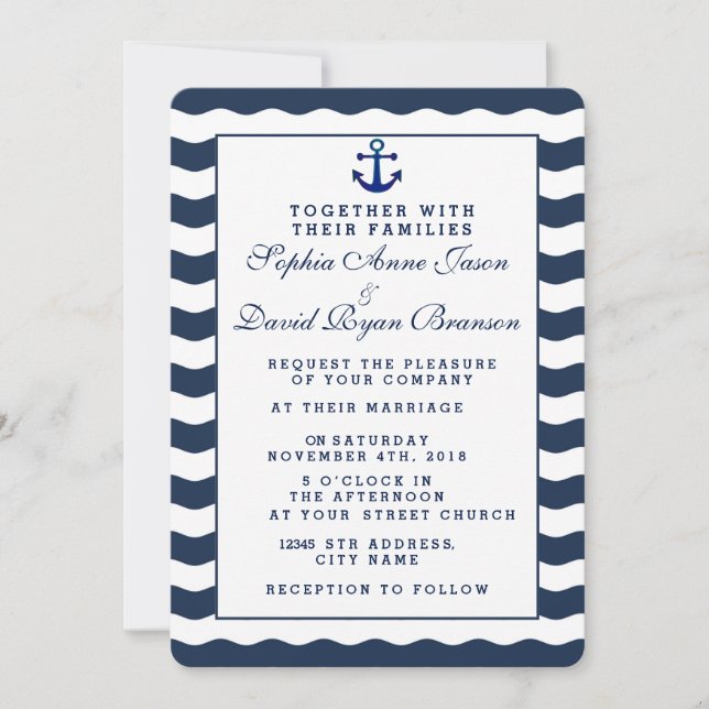 Hochzeitseinladungen | Anker der Nautischen Seesch Einladung (Vorderseite)