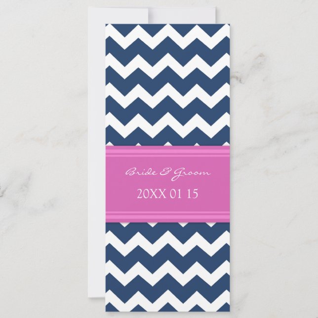 Hochzeitseinladungen Blau Hot Pink Zickzack Einladung (Vorderseite)