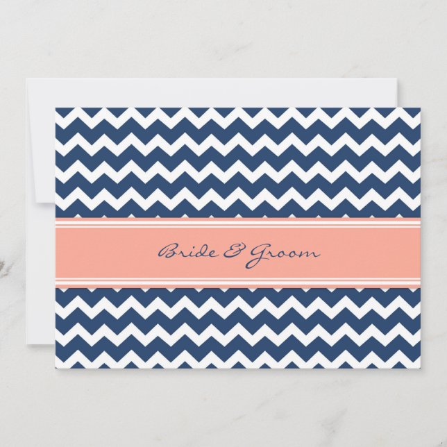 Hochzeitseinladungen Coral Blue Zickzack Einladung (Vorderseite)