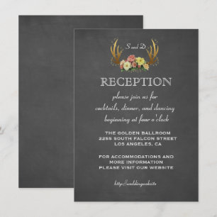 Hochzeitseinladungen Floral Antlers Chalk EMPFAN Einladung