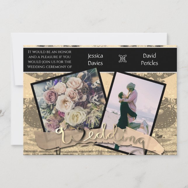 Hochzeitseinladungen Fotos & Sepia Steampunk Einladung (Vorderseite)