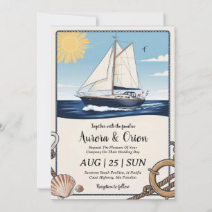 Hochzeitseinladungen für Aquarellyachten Einladung