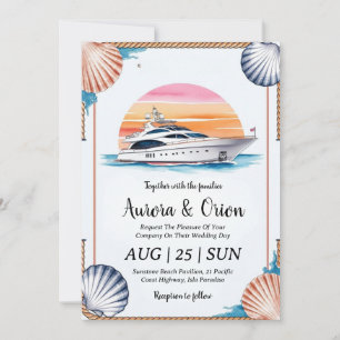 Hochzeitseinladungen für Aquarellyachten Einladung