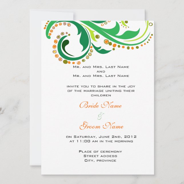 Hochzeitseinladungen für Braut und Bräutigam Einladung (Vorderseite)
