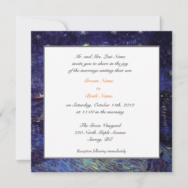 Hochzeitseinladungen für Groom-Eltern Einladung (Vorderseite)