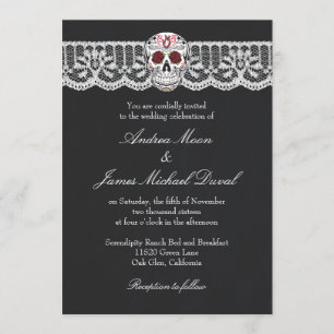 Hochzeitseinladungen für Lace Sugar Skull Einladung