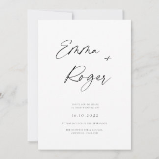 Hochzeitseinladungen für moderne weiße Kalligraphi Einladung