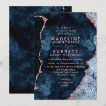 Hochzeitseinladungen für Navy Blue & Rose Gold Aga