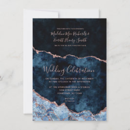 Hochzeitseinladungen für Navy Blue Rose Save The Date