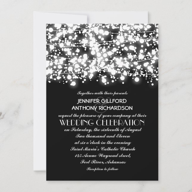 Hochzeitseinladungen für Schwarzweiß-Lichter Einladung (Vorderseite)