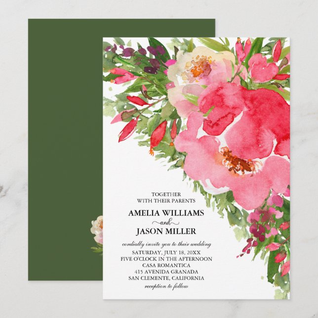 Hochzeitseinladungen für Wasserfarben (Vorne/Hinten)