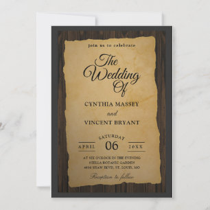 Hochzeitseinladungen für Western aus Holz Einladung