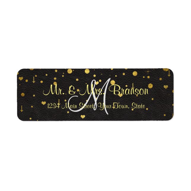 Hochzeitseinladungen | Gold Confetti Monogram (Vorne)