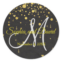 Hochzeitseinladungen | Gold Confetti Monogram
