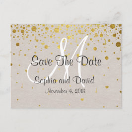 Hochzeitseinladungen | Gold Confetti SAVE THE DATE Ankündigungspostkarte