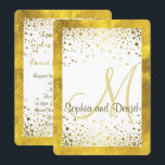 Hochzeitseinladungen| Gold Foil Frame Confetti Einladung<br><div class="desc">Luxuriöses und romantisches Design mit goldenen Rahmen,  goldenen Konfetti,  Herzen und Pfeilen auf weißem Hintergrund. Verwenden Sie Anpassen Sie es Tool,  um Ihre Monogramm,  Namen,  Hochzeitsfarben und Informationen auf der Rückseite hinzuzufügen. Für passendes Zubehör siehe meine Gold Confetti,  Herz,  Pfeile und Black?white Leather Wedding Collection.</div>