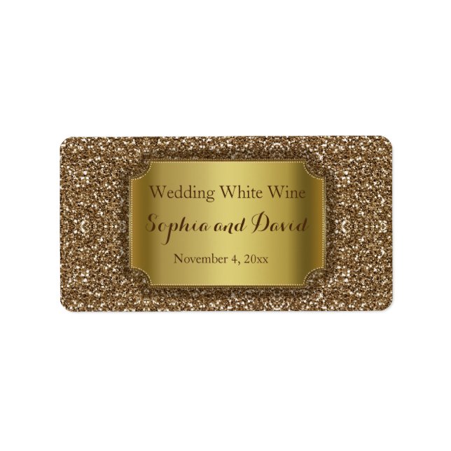 Hochzeitseinladungen | Gold Glitzer Wein Gefallen Adressaufkleber (Vorne)