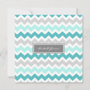 Hochzeitseinladungen Graue Aquamarine Zickzack Einladung