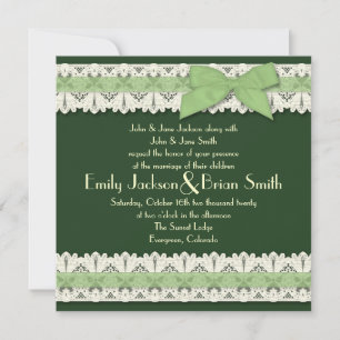 Hochzeitseinladungen in Country Green Ribbon Einladung