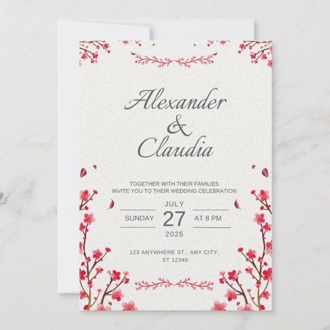 Hochzeitseinladungen japanische Blume Stil Save The Date (Vorderseite)