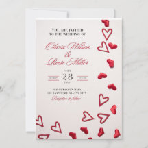 Hochzeitseinladungen mit Herzen und romantische Li