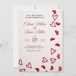 Hochzeitseinladungen mit Herzen und romantische Li Einladung