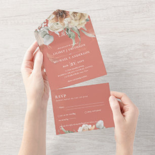 Hochzeitseinladungen mit Rückantwort   BOHO Pampas All In One Einladung