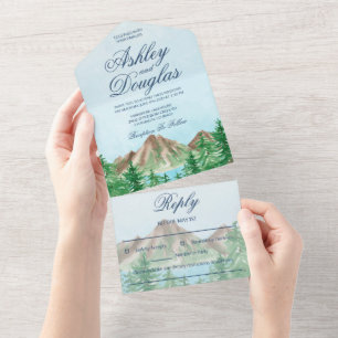 Hochzeitseinladungen 'Mountain Lake All in One' One Einladung