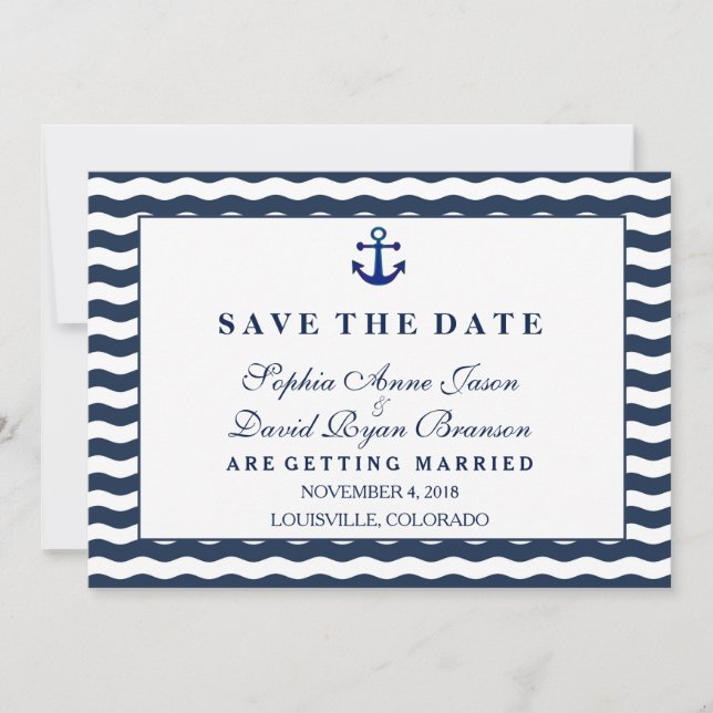 Hochzeitseinladungen | Nautische Marine SAVE THE D Save The Date (Vorderseite)