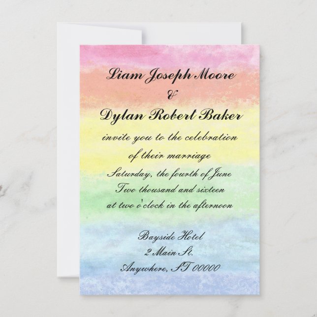 Hochzeitseinladungen "Rainbow Watercolor" Einladung (Vorderseite)