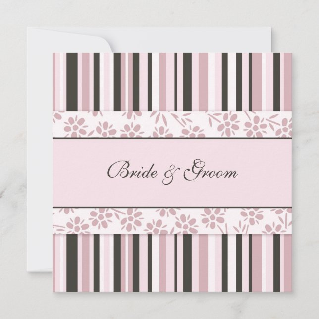 Hochzeitseinladungen Rosa Streifen Einladung (Vorderseite)