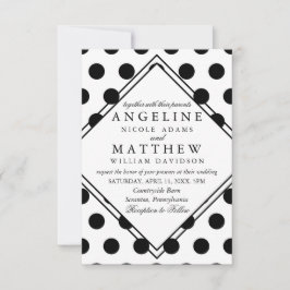 Hochzeitseinladungen| Schwarzer Polka-Dot Einladung