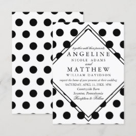 Hochzeitseinladungen| Schwarzer Polka-Dot Einladung