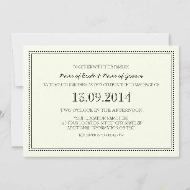 Hochzeitseinladungen Vintag Schwarz-Weiß Einladung (Rückseite)