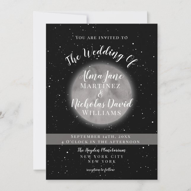 Hochzeitseinladungen | Vollmond und Stern Einladung (Vorderseite)