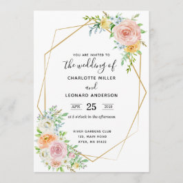 Hochzeitseinladungsblumendämmerungsrosa und -gold einladung