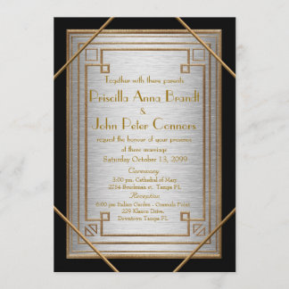 Hochzeitseinladungskarte, Great Gatsby, silber b Einladung