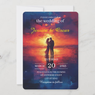 Hochzeitseinladungskarte mit Silhouette eines Paar Einladung