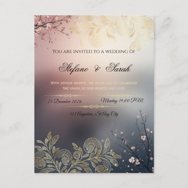 Hochzeitseinladungskarte  postkarte (Vorderseite)