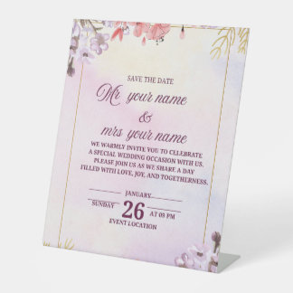 Hochzeitseinladungskarte Sockelschild
