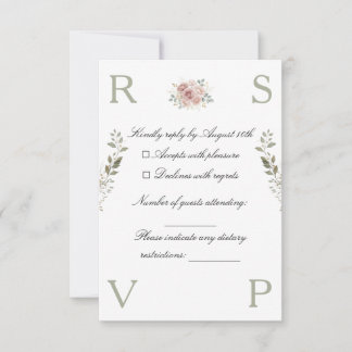 Hochzeitseinladungskarte verziert mit Blumen RSVP Karte