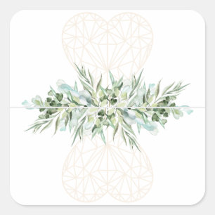Hochzeitselegante Heart Foliage Divider Tabs Quadratischer Aufkleber
