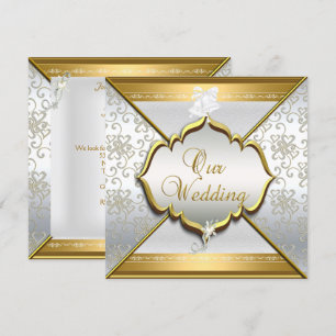 Hochzeitseleganz Weißes Silber Gold Einladung