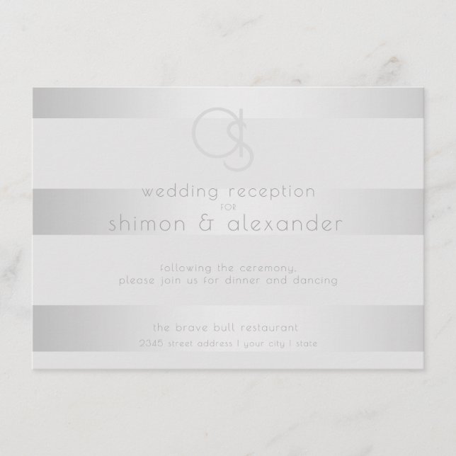Hochzeitsempfang | Aluminiumstreifen Begleitkarte (Vorderseite)