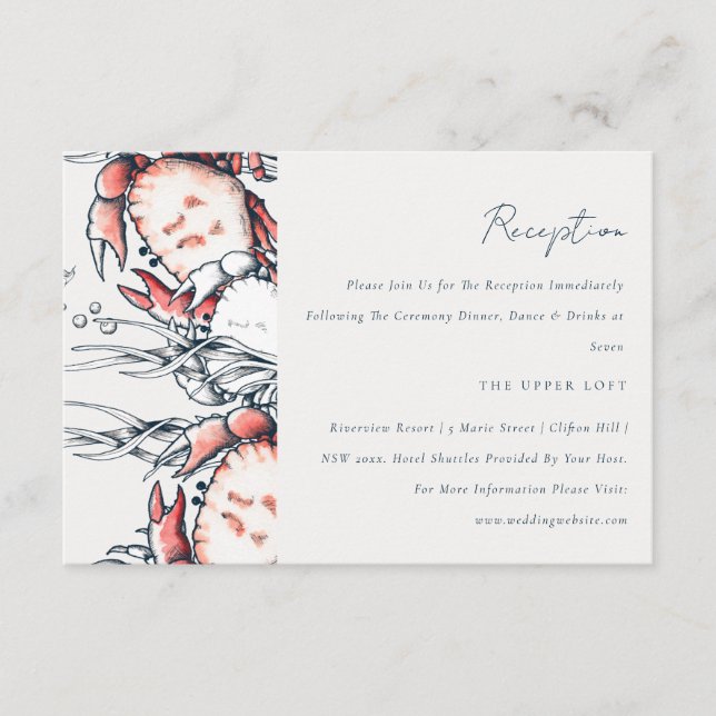 Hochzeitsempfang an der Küste der Roten Marine Begleitkarte (Vorderseite)