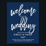 Hochzeitsempfang auf dem Blue Rustic Hand Poster<br><div class="desc">Stilvolles und rustikales Hochzeitszeichen mit moderner Kalligraphie mit marineblau farbenem Hintergrund. Dieses Design ist in einer Vielzahl von Farben und Skriptstil erhältlich.</div>