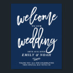 Hochzeitsempfang auf dem Blue Rustic Hand Poster<br><div class="desc">Stilvolles und rustikales Hochzeitszeichen mit moderner Kalligraphie mit marineblau farbenem Hintergrund. Dieses Design ist in einer Vielzahl von Farben und Skriptstil erhältlich.</div>